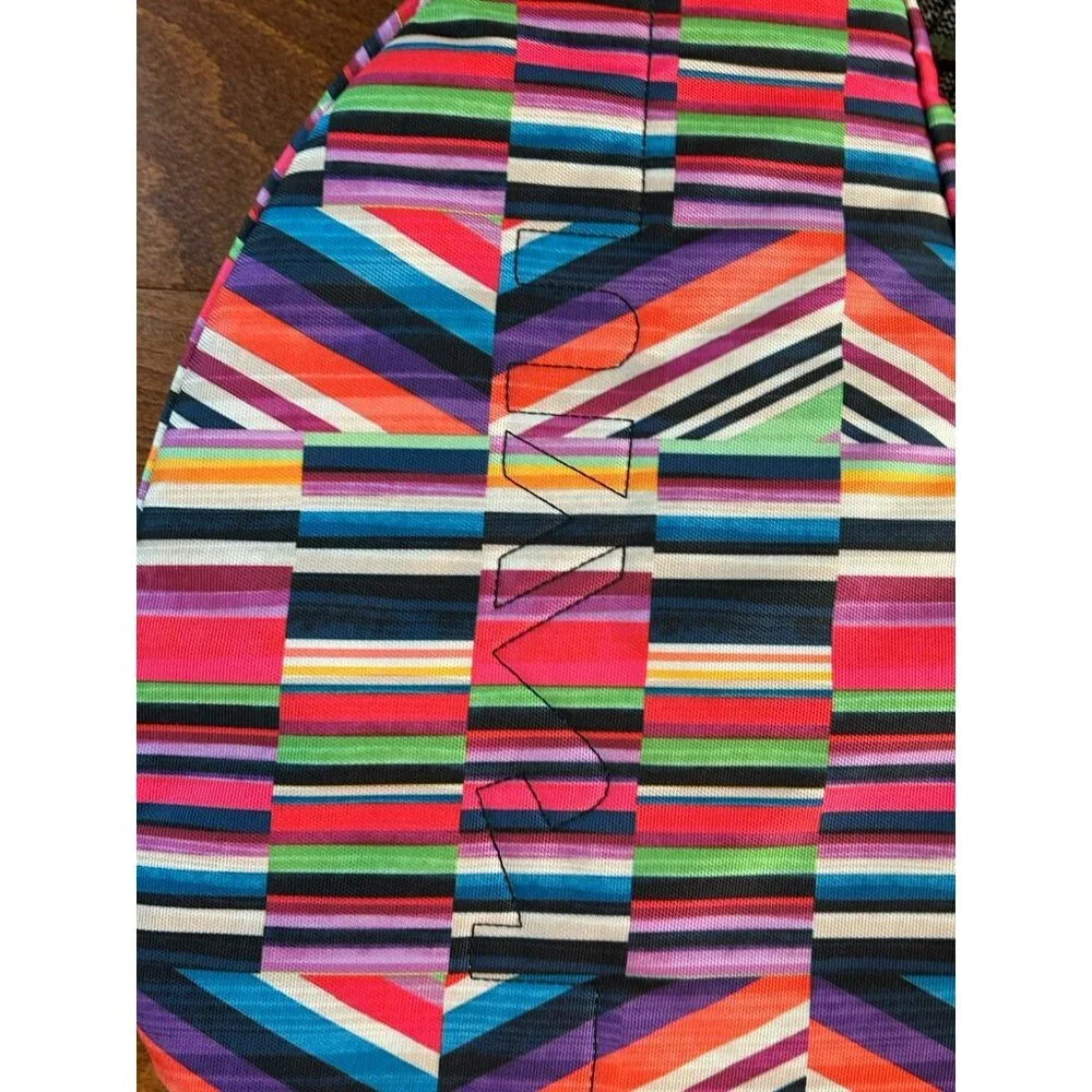 KAVU RAINBOW‎ Sling Bag Vibrant! Striped Candy Large Pockets Zip Clean Purse